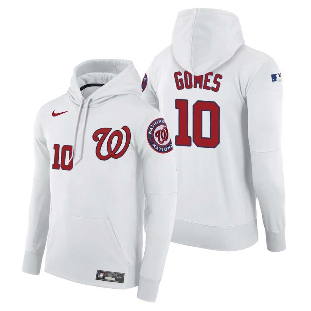 Men Washington Nationals 10 Gomes white home hoodie 2021 MLB Nike Jerseys